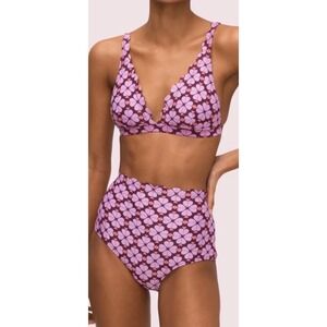 Kate Spade Purple Spade Flower Scallop Bikini Set Top S High Waist Bottom M S L2